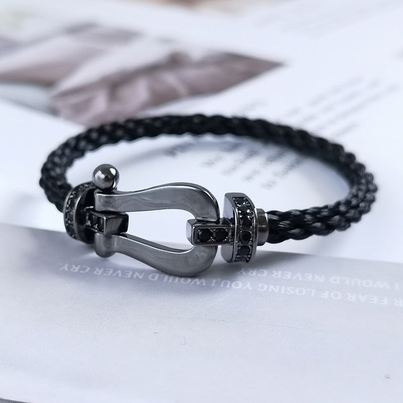 [⭐Hildren Jewelry]FORCE LARGE SERIES HORSESHOE BLACK SAMURAI BRACELET