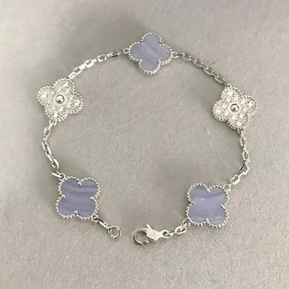 [⭐Hildren Jewelry] CLOVER 5 MOTIF PURPLE CHALCEDONY BRACELET COLLECTION