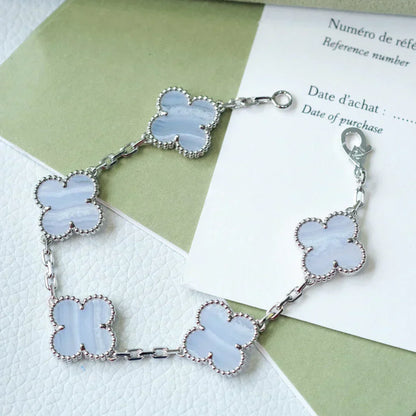 [⭐Hildren Jewelry] CLOVER 5 MOTIF PURPLE CHALCEDONY BRACELET COLLECTION