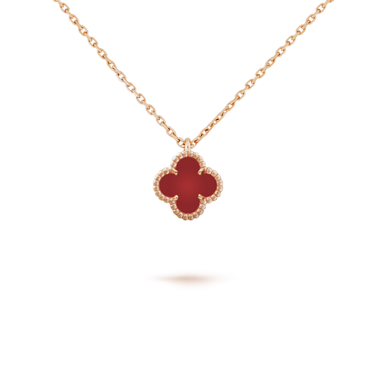[⭐Hildren Jewelry]CLOVER MINI 9.5MM WHITE CARNELIANS NECKLACE