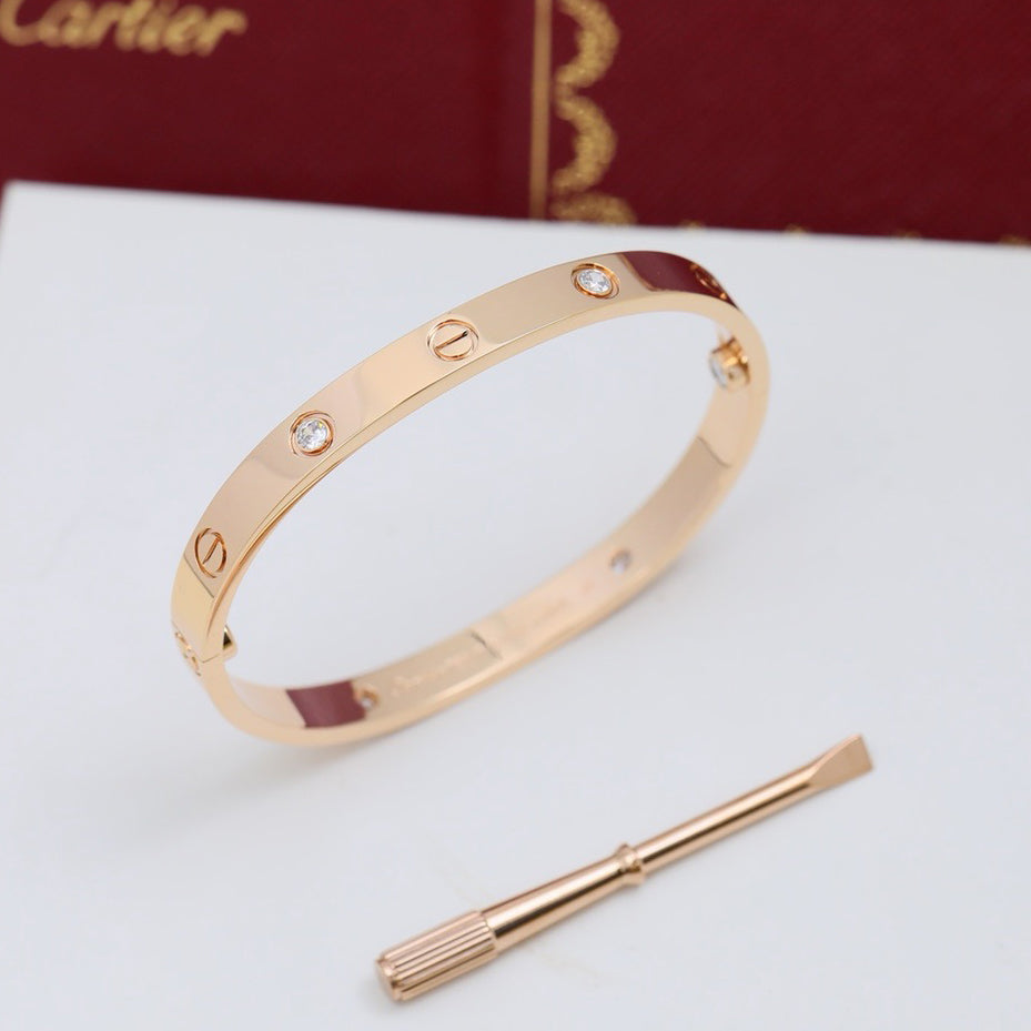 [⭐Hildren Jewelry]LOVE BRACELET 6.1MM 4 DIAMONDS