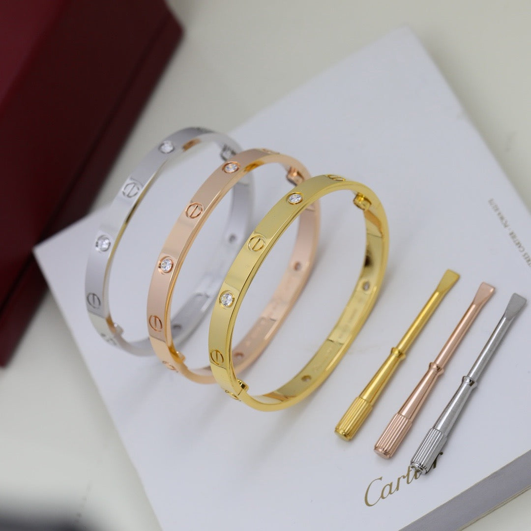[⭐Hildren Jewelry]LOVE BRACELET 6.1MM 4 DIAMONDS