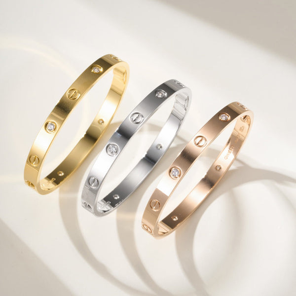 [⭐Hildren Jewelry]LOVE BRACELET 6.1MM 4 DIAMONDS