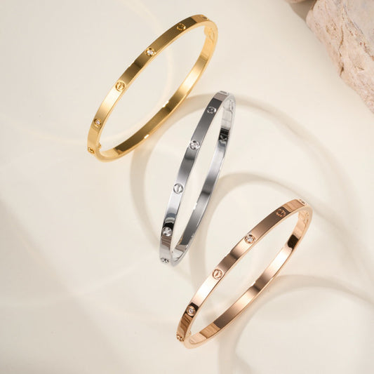 [⭐Hildren Jewelry]LOVE BRACELET 3.65MM 6 DIAMONDS