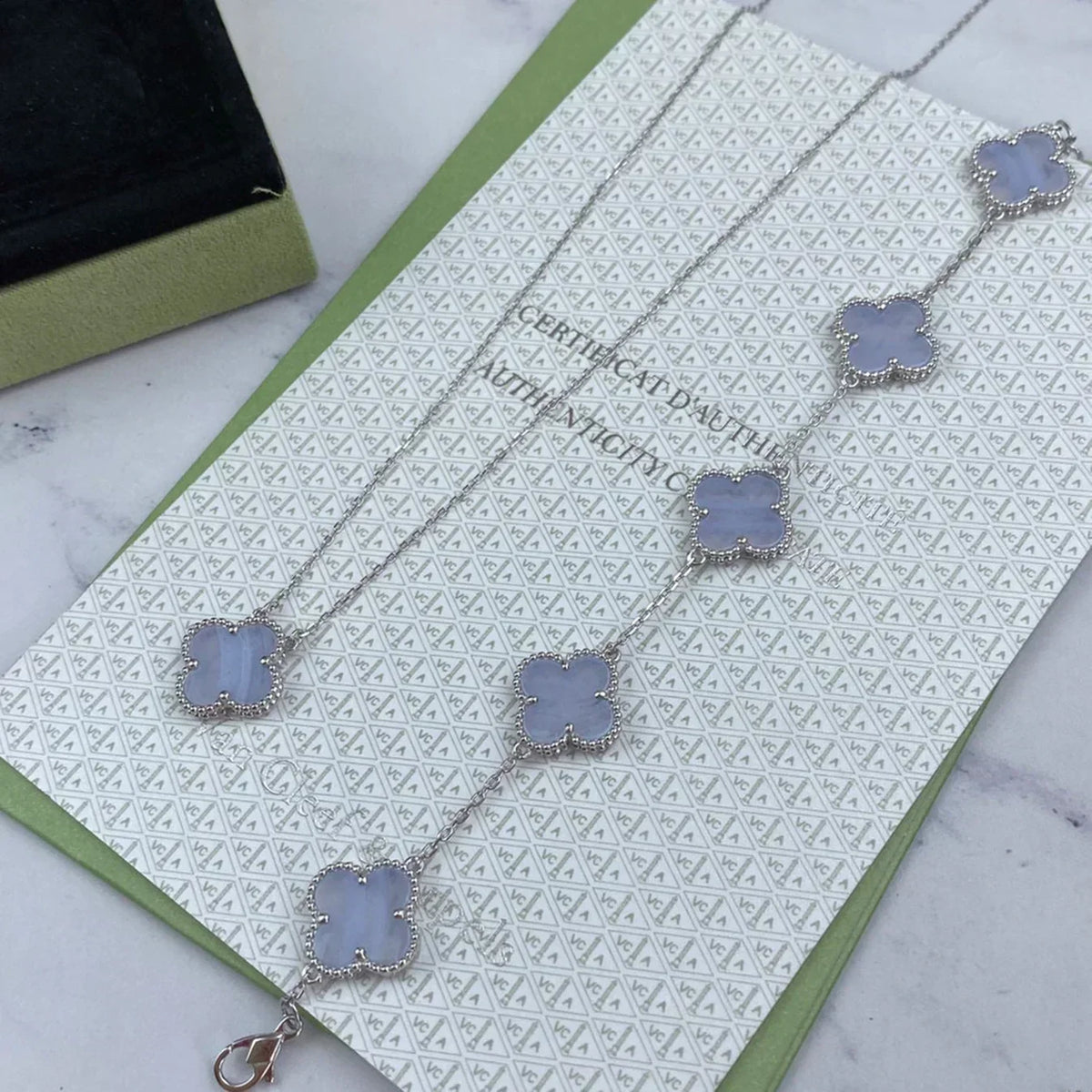 [⭐Hildren Jewelry] CLOVER 5 MOTIF PURPLE CHALCEDONY BRACELET COLLECTION