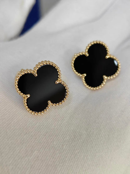 [⭐Hildren Jewelry]CLOVER 20MM BLACK MOP EARRINGS