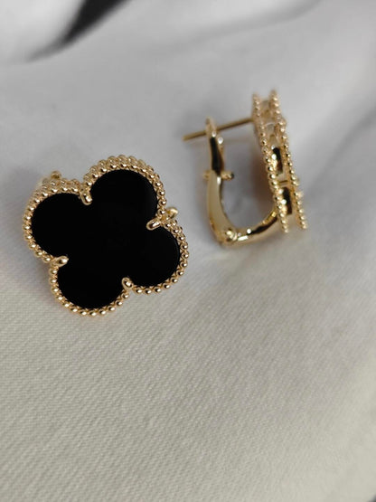 [⭐Hildren Jewelry]CLOVER 20MM BLACK MOP EARRINGS