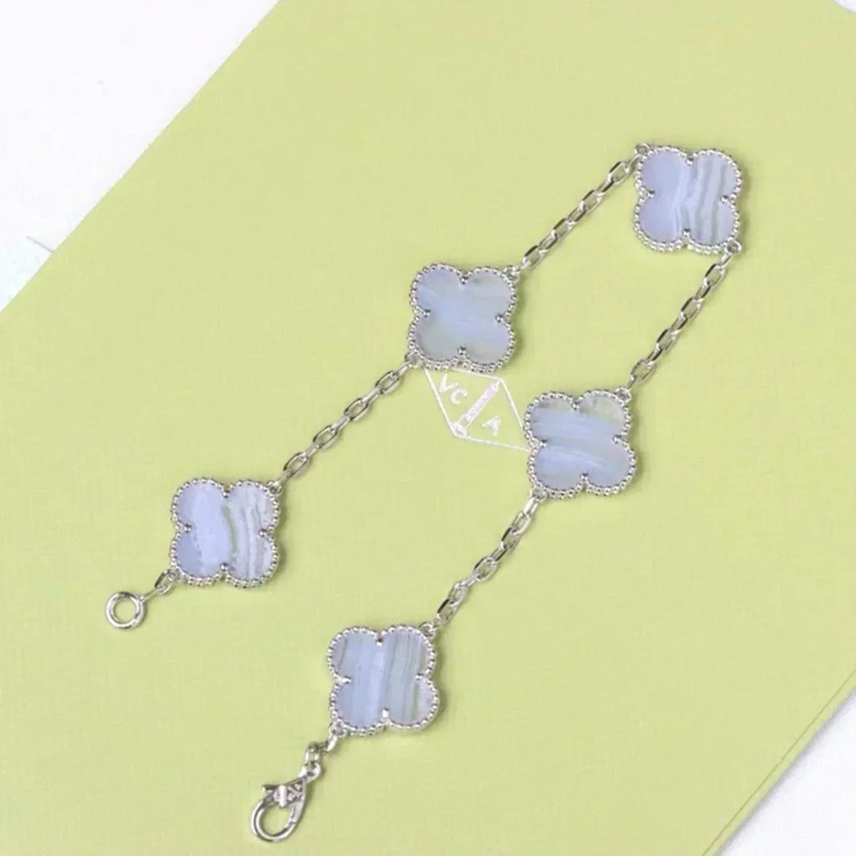 [⭐Hildren Jewelry] CLOVER 5 MOTIF PURPLE CHALCEDONY BRACELET COLLECTION