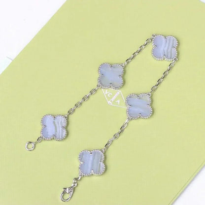 [⭐Hildren Jewelry] CLOVER 5 MOTIF PURPLE CHALCEDONY BRACELET COLLECTION