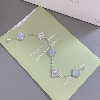 [⭐Hildren Jewelry] CLOVER 5 MOTIF PURPLE CHALCEDONY BRACELET COLLECTION