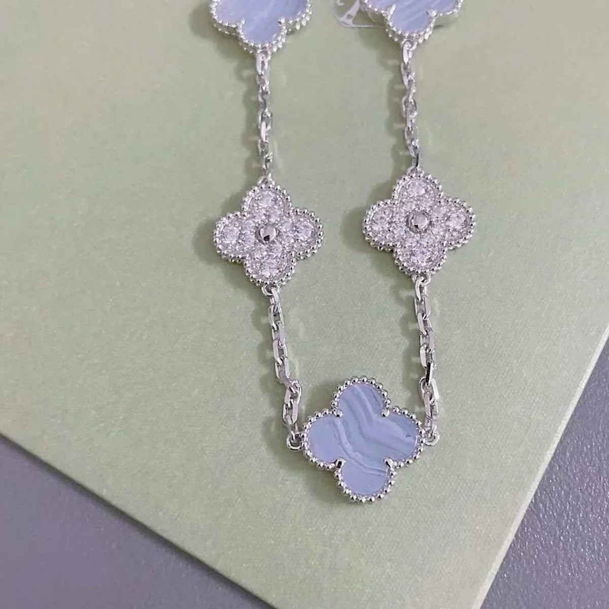 [⭐Hildren Jewelry] CLOVER 5 MOTIF PURPLE CHALCEDONY BRACELET COLLECTION