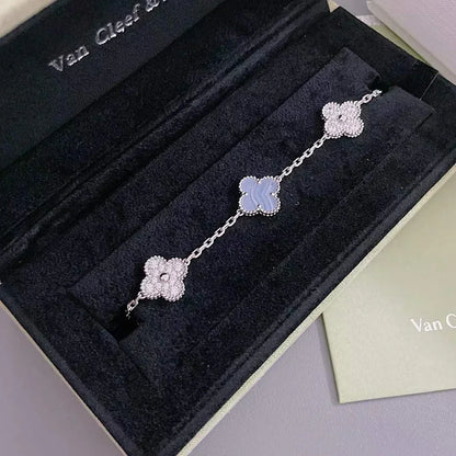 [⭐Hildren Jewelry] CLOVER 5 MOTIF PURPLE CHALCEDONY BRACELET COLLECTION