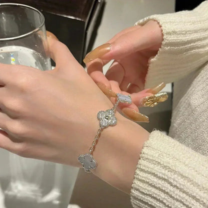 [⭐Hildren Jewelry] CLOVER 5 MOTIF PURPLE CHALCEDONY BRACELET COLLECTION