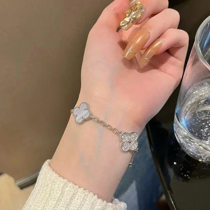 [⭐Hildren Jewelry] CLOVER 5 MOTIF PURPLE CHALCEDONY BRACELET COLLECTION