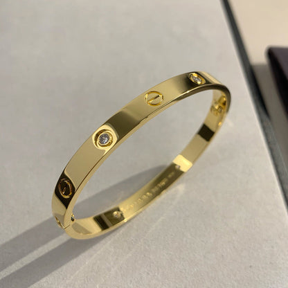 [⭐Hildren Jewelry]LOVE BRACELET 6.1MM 4 DIAMONDS