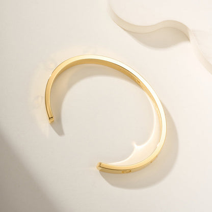 [⭐Hildren Jewelry]LOVE BRACELET 6.1MM 1 DIAMOND OPEN CUFF