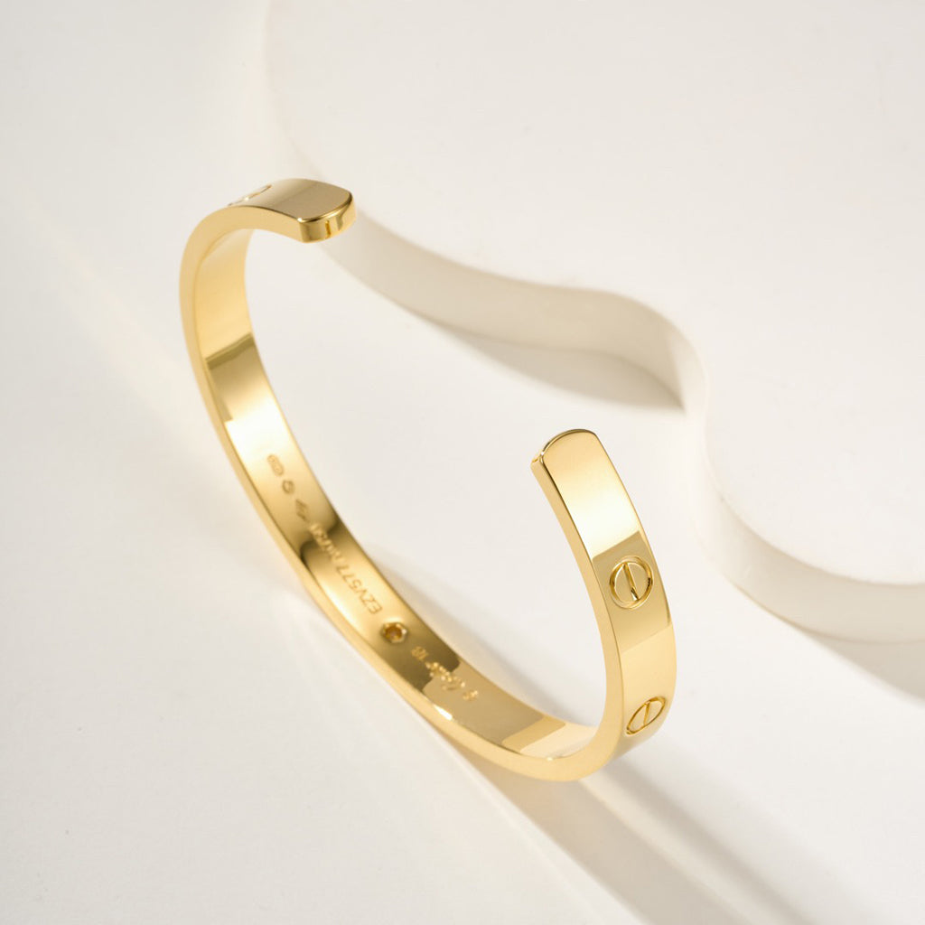 [⭐Hildren Jewelry]LOVE BRACELET 6.1MM 1 DIAMOND OPEN CUFF