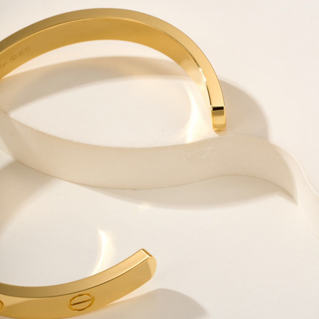 [⭐Hildren Jewelry]LOVE BRACELET 6.1MM 1 DIAMOND OPEN CUFF