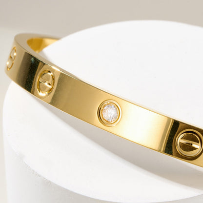 [⭐Hildren Jewelry]LOVE BRACELET 6.1MM 1 DIAMOND OPEN CUFF