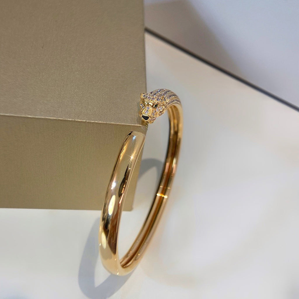 [⭐Hildren Jewelry]PANTHERE HALF DIAMOND OPEN BRACELET