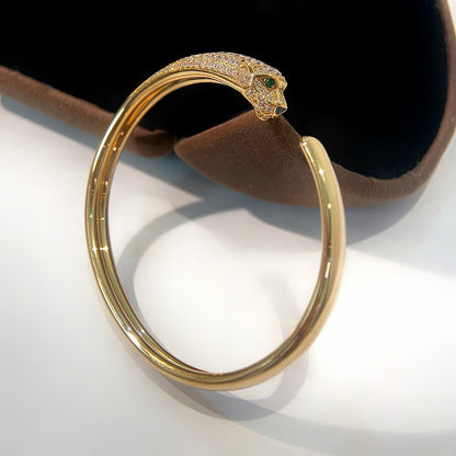 [⭐Hildren Jewelry]PANTHERE HALF DIAMOND OPEN BRACELET