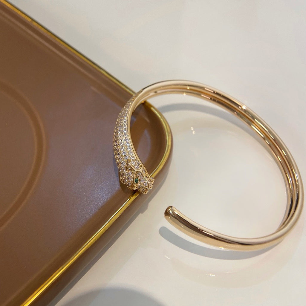 [⭐Hildren Jewelry]PANTHERE HALF DIAMOND OPEN BRACELET
