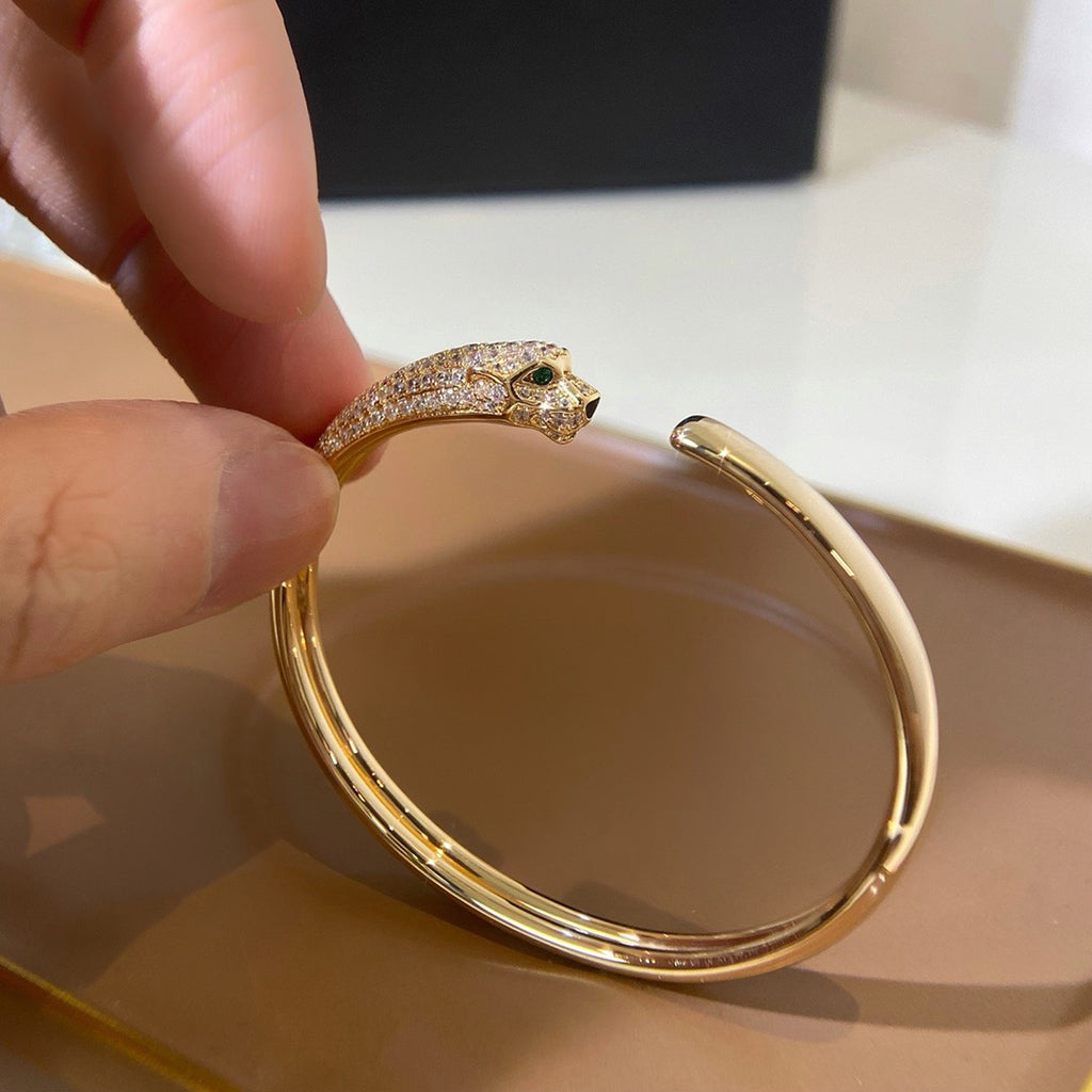 [⭐Hildren Jewelry]PANTHERE HALF DIAMOND OPEN BRACELET