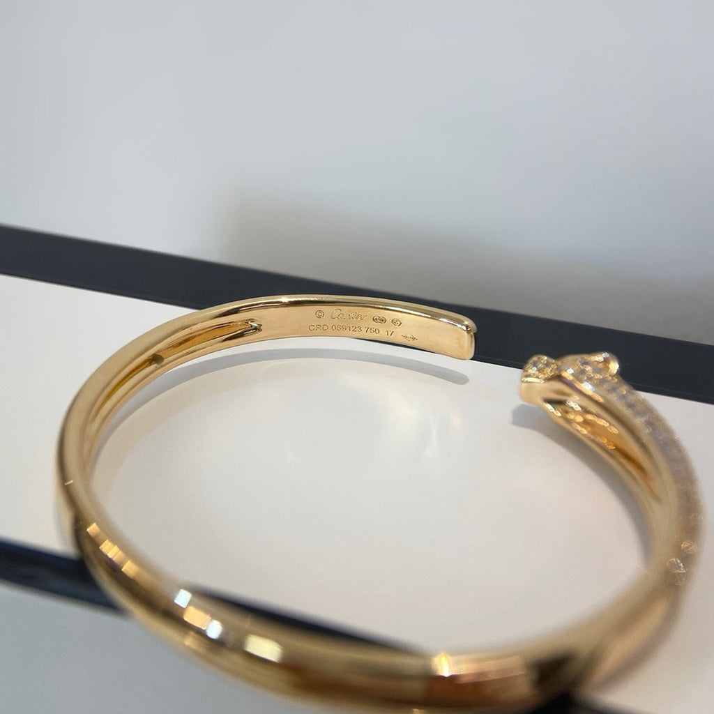 [⭐Hildren Jewelry]PANTHERE HALF DIAMOND OPEN BRACELET