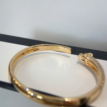[⭐Hildren Jewelry]PANTHERE HALF DIAMOND OPEN BRACELET