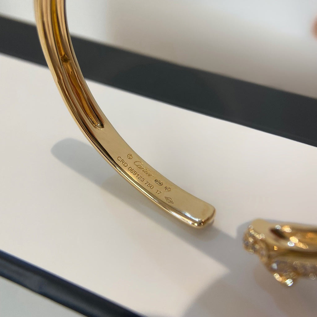 [⭐Hildren Jewelry]PANTHERE HALF DIAMOND OPEN BRACELET