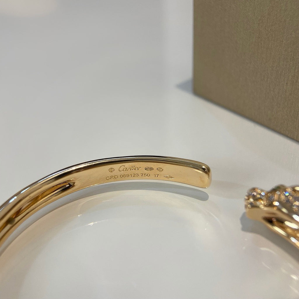 [⭐Hildren Jewelry]PANTHERE HALF DIAMOND OPEN BRACELET