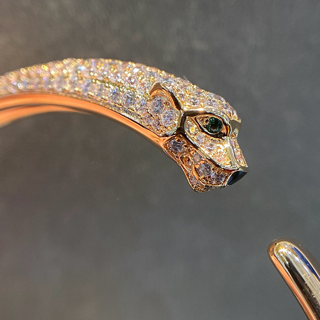 [⭐Hildren Jewelry]PANTHERE HALF DIAMOND OPEN BRACELET