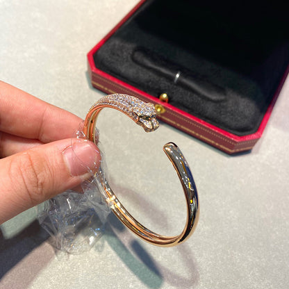 [⭐Hildren Jewelry]PANTHERE HALF DIAMOND OPEN BRACELET