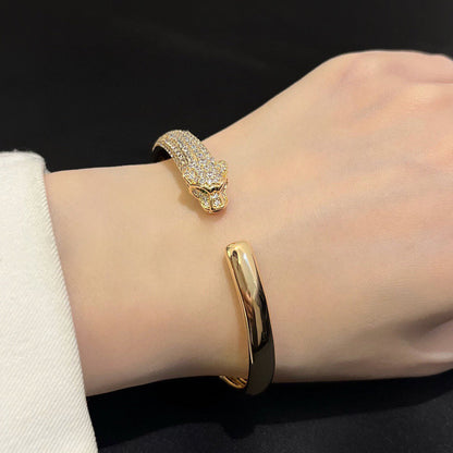 [⭐Hildren Jewelry]PANTHERE HALF DIAMOND OPEN BRACELET