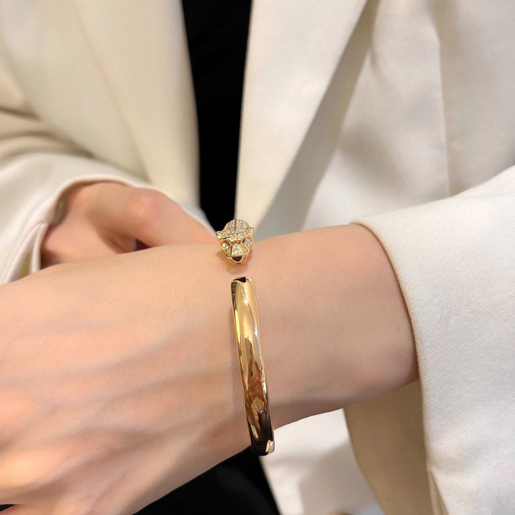 [⭐Hildren Jewelry]PANTHERE HALF DIAMOND OPEN BRACELET