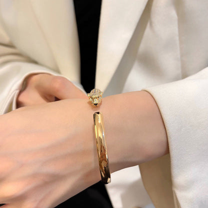 [⭐Hildren Jewelry]PANTHERE HALF DIAMOND OPEN BRACELET