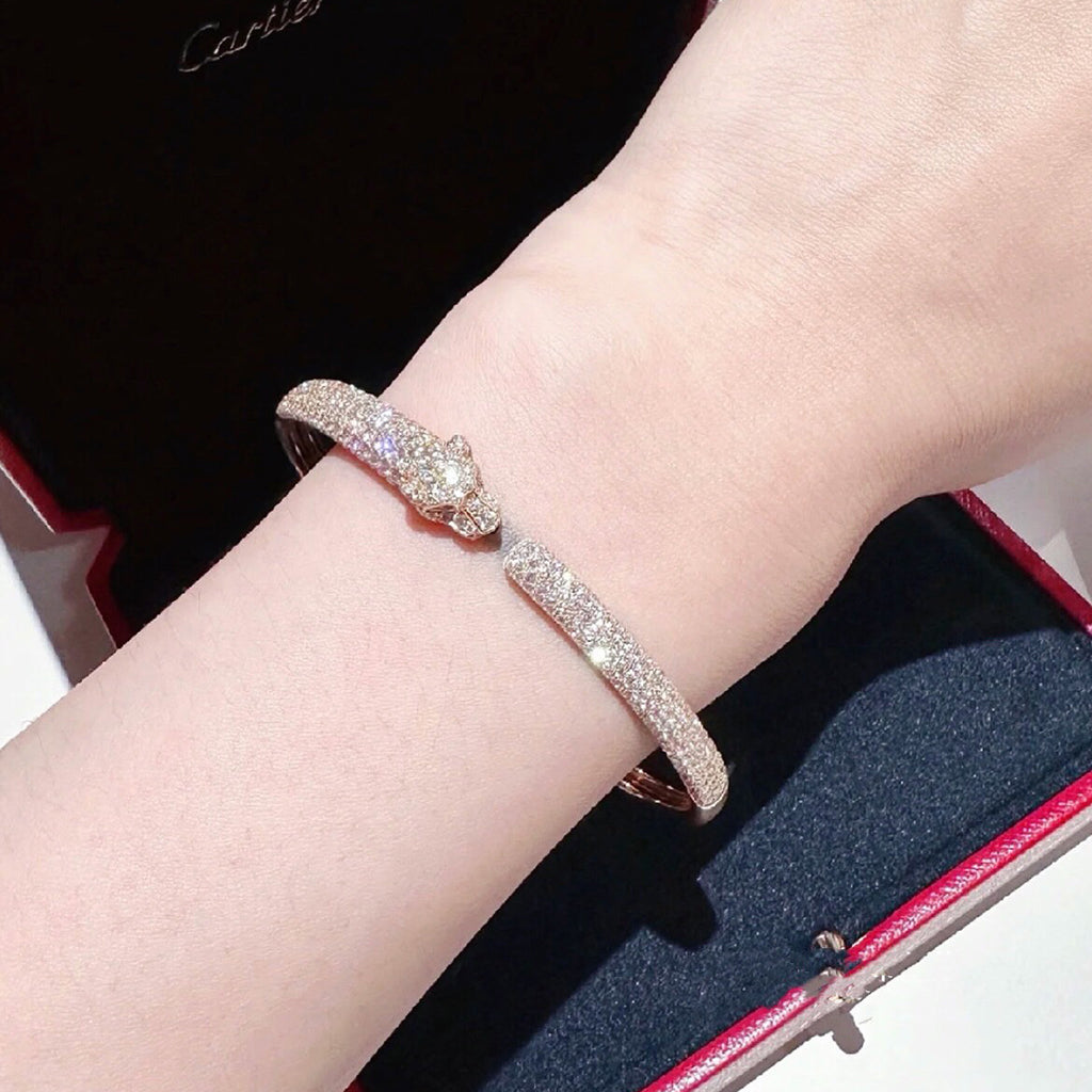 [⭐Hildren Jewelry]PANTHERE FULL DIAMOND OPEN BRACELET