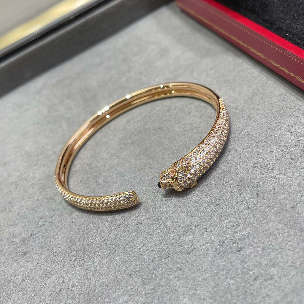 [⭐Hildren Jewelry]PANTHERE FULL DIAMOND OPEN BRACELET