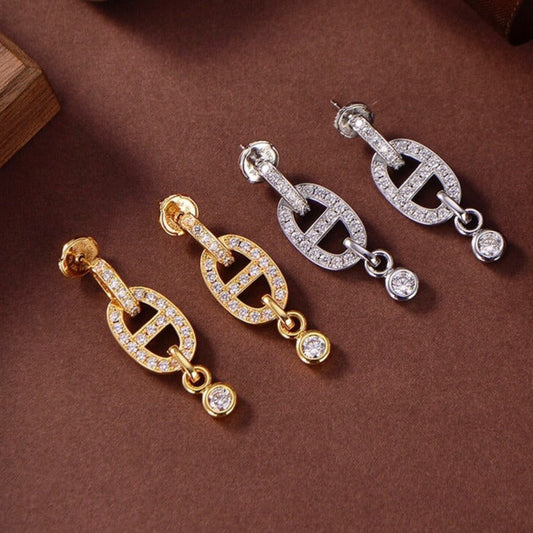 [⭐Hildren Jewelry]HM CHAINE DIAMOND EARRINGS