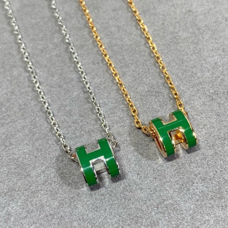 [⭐Hildren Jewelry]POP H GREEN NECKLACE SILVER AND GOLD