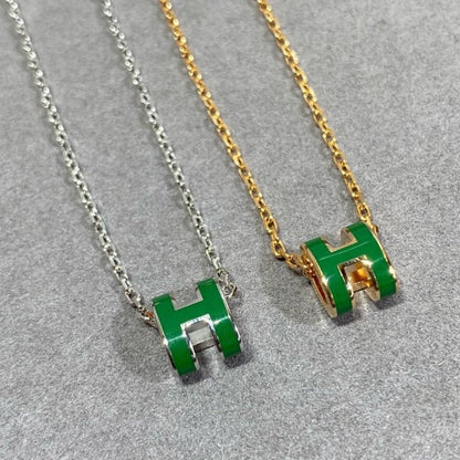 [⭐Hildren Jewelry]POP H GREEN NECKLACE SILVER AND GOLD