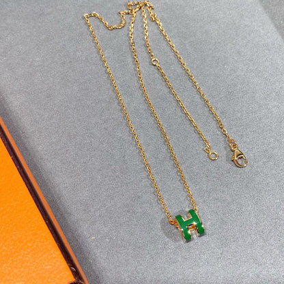 [⭐Hildren Jewelry]POP H GREEN NECKLACE SILVER AND GOLD