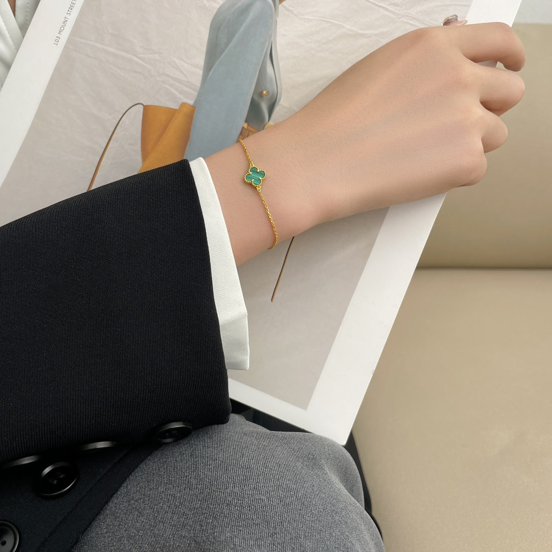 [⭐Hildren Jewelry]CLOVER BRACELET MALACHITE 1 MOTIF