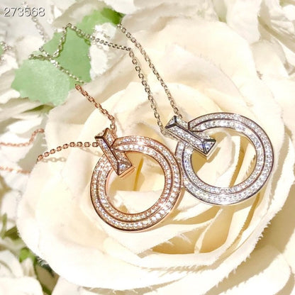 [Hildren Jewelry]T1 CIRCLE DIAMOND PAVED MEDIUM NECKLACE