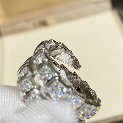 [⭐Hildren Jewelry]SERPENTI DOUBLE RING SILVER DIAMOND PAVED