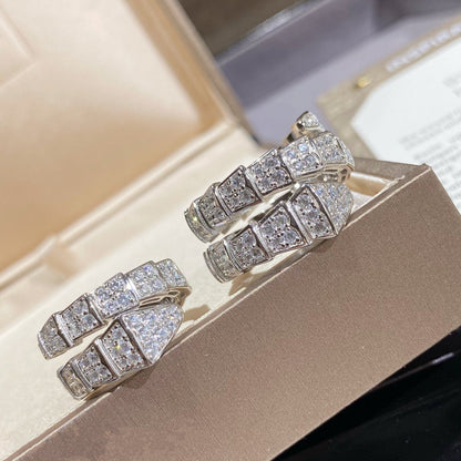 [⭐Hildren Jewelry]SERPENTI DOUBLE RING SILVER DIAMOND PAVED