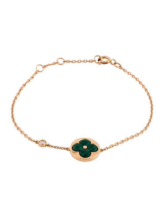[⭐Hildren Jewelry]SUN MALACHITE 1 DIAMOND PINK GOLD BRACELET