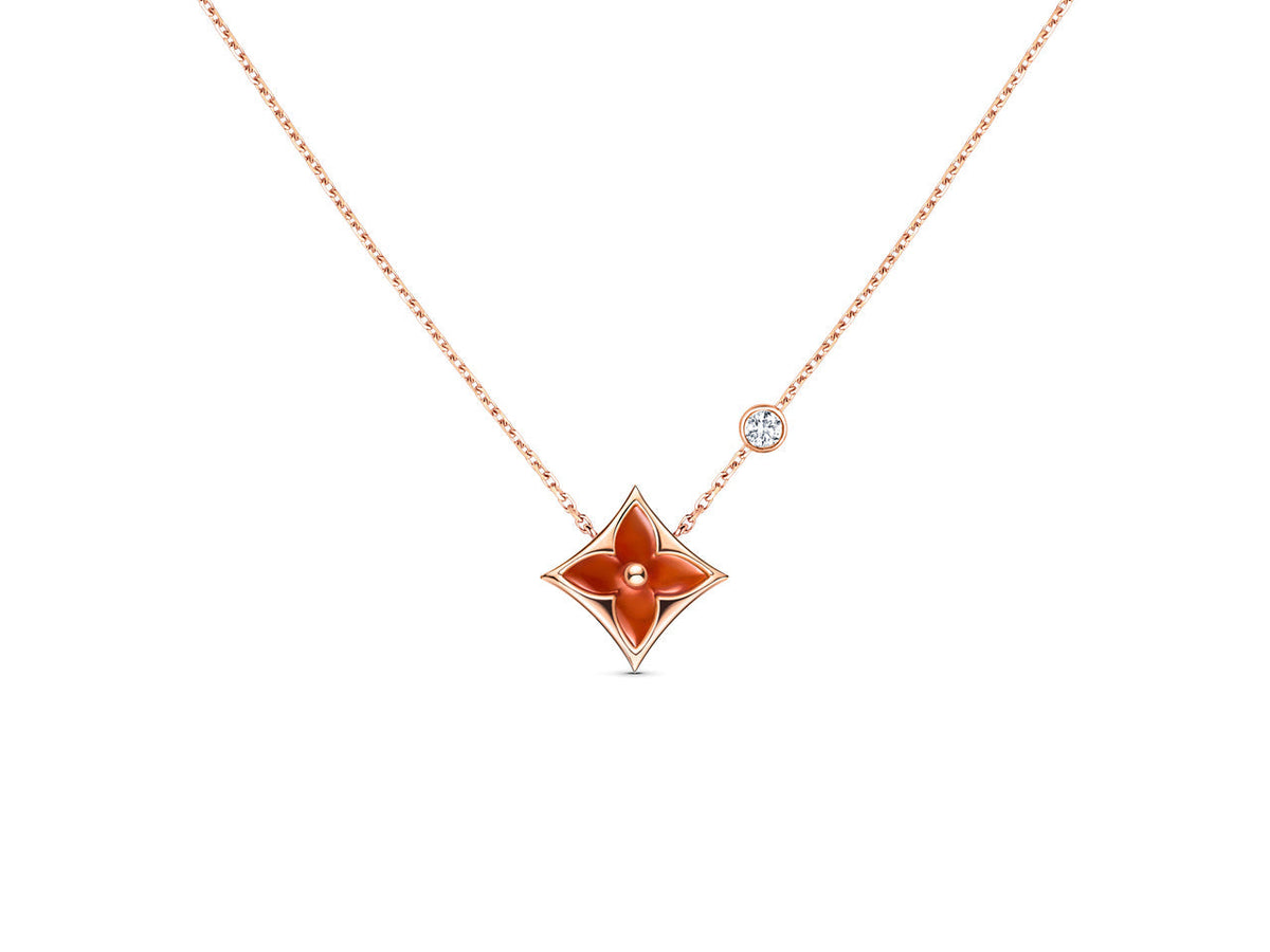 [⭐Hildren Jewelry]STAR NECKLACE PINK GOLD 1 DIAMOND