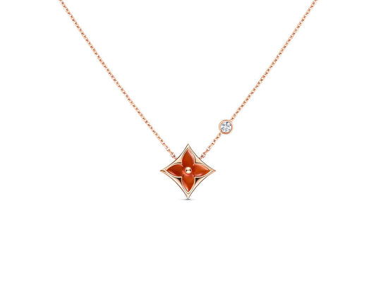 [⭐Hildren Jewelry]STAR NECKLACE PINK GOLD 1 DIAMOND