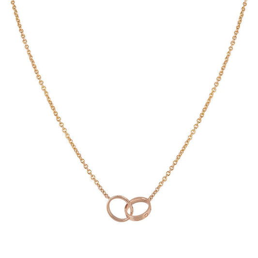 [⭐Hildren Jewelry]LOVE NECKLACE DOUBLE RING PINK GOLD